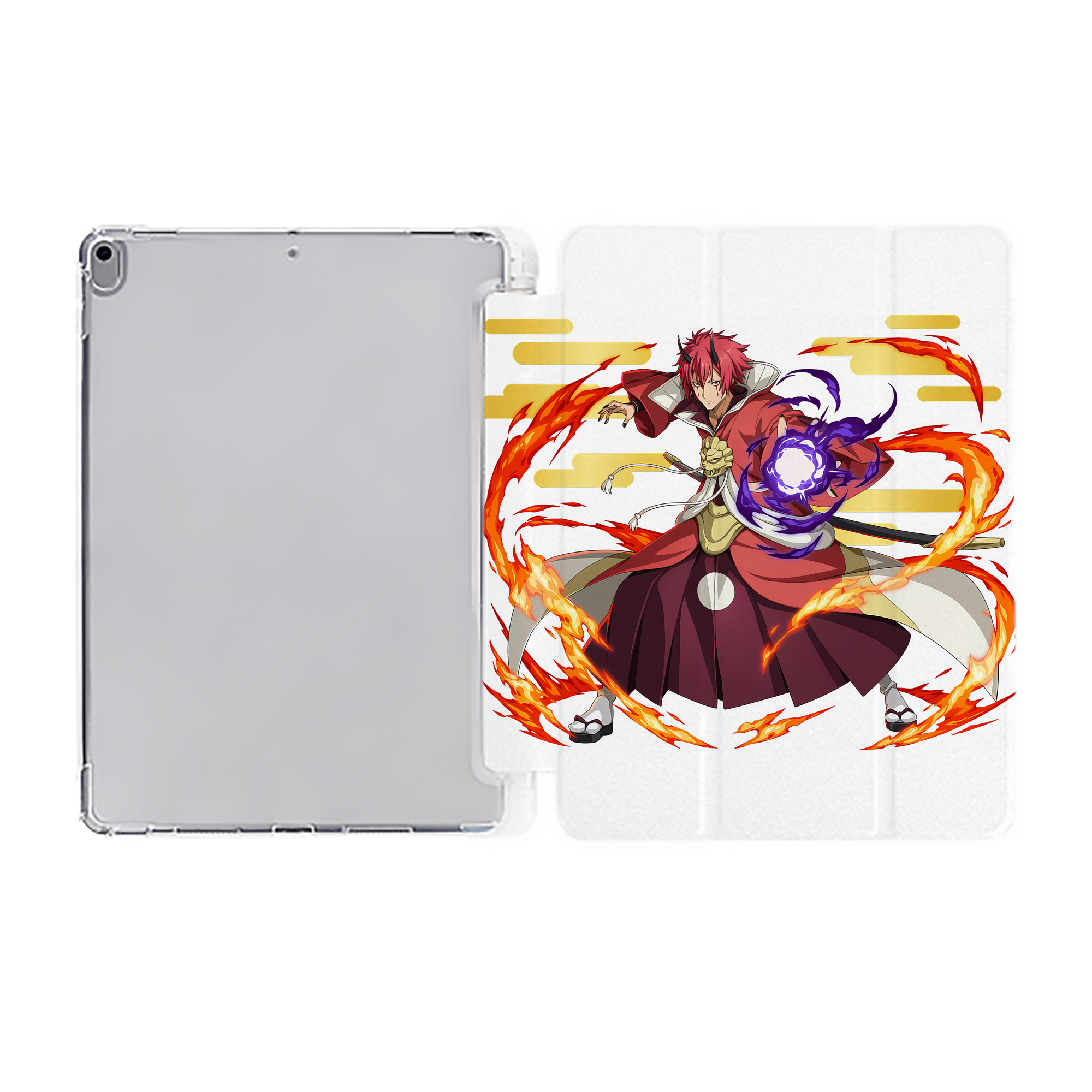 （画像用） 転スラ Regarding Reincarnated to Slime IPad ケース ペン収納付き 三つ折りスタンド PUレザー×シリコン 対応機種9.5/10.5/10.9インチ